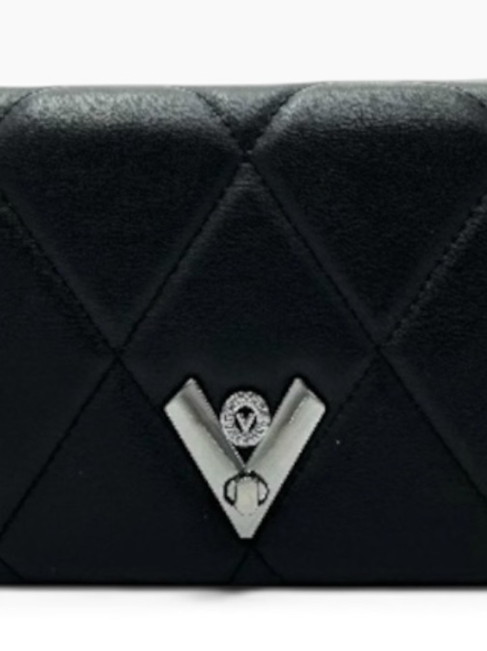 Valentino Orlandi Black Quilted Crossbody Bag with Gunmetal V accent - Picture 2 of 2